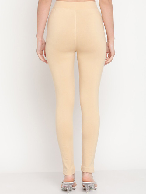 TAG 7 Women Beige & Off-White Pack of 2 Straight Fit Ankle-Length Leggings - Image 4