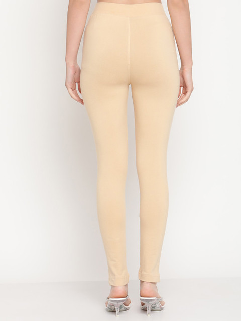 TAG 7 Women Beige & Black Pack Of 2 Solid Comfort-Fit Ankle-Length Leggings - Image 4