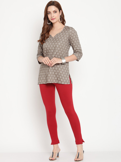 TAG 7 Women Pack of 2 Maroon & Beige Solid Kurti Pants - Image 5