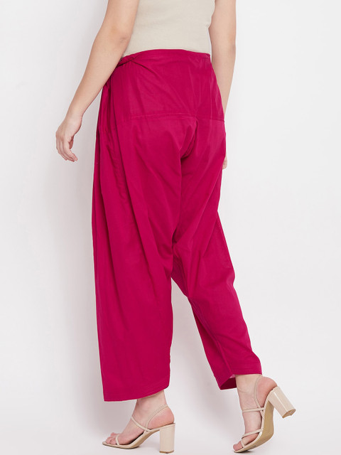 Clora Creation Women Pack Of 2 Navy Blue & Magenta Solid Loose Fit Pure Cotton Salwars - Image 3