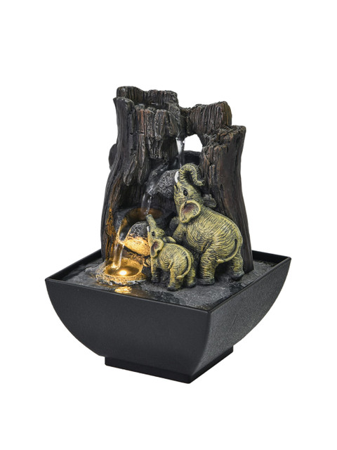 Home Centre Black & Green Mini Elephant Indoor Fountain - Image 2