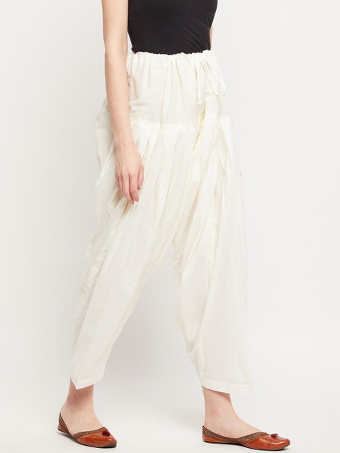 Clora Creation Women Cream-Coloured Solid Pure Cotton Salwar - Image 2