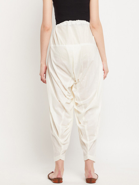 Clora Creation Women Cream-Coloured Solid Pure Cotton Salwar - Image 4