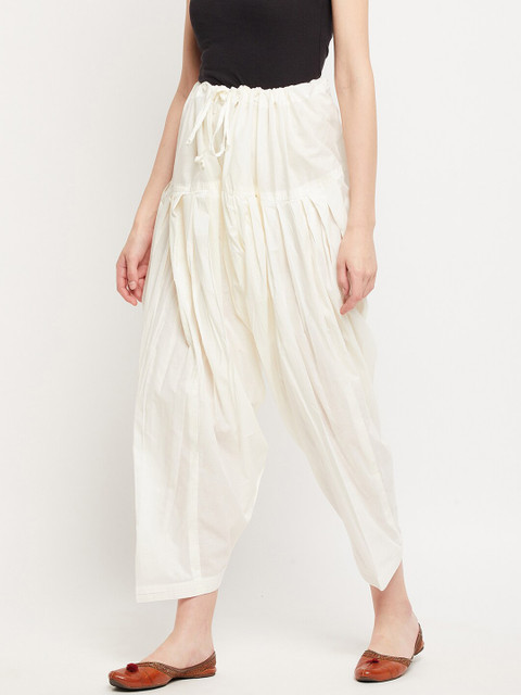 Clora Creation Women Cream-Coloured Solid Pure Cotton Salwar - Image 3