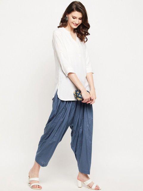 Clora Creation Women Grey Solid Pure Cotton Loose-Fit Patiala Salwar - Image 5