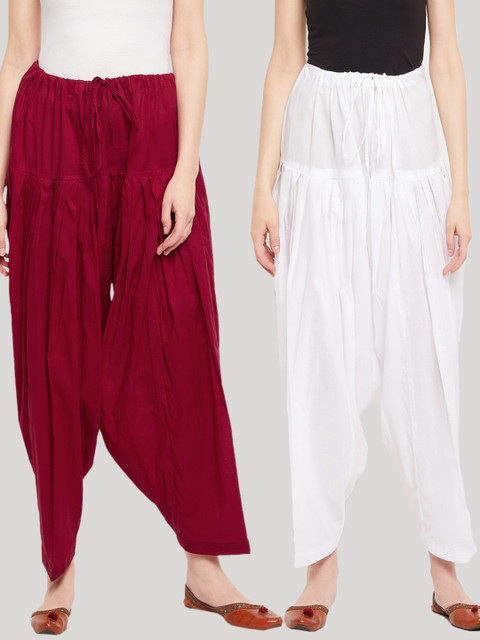 Clora Creation Women Pack Of 2 Solid Loose Fit Pure Cotton Salwars