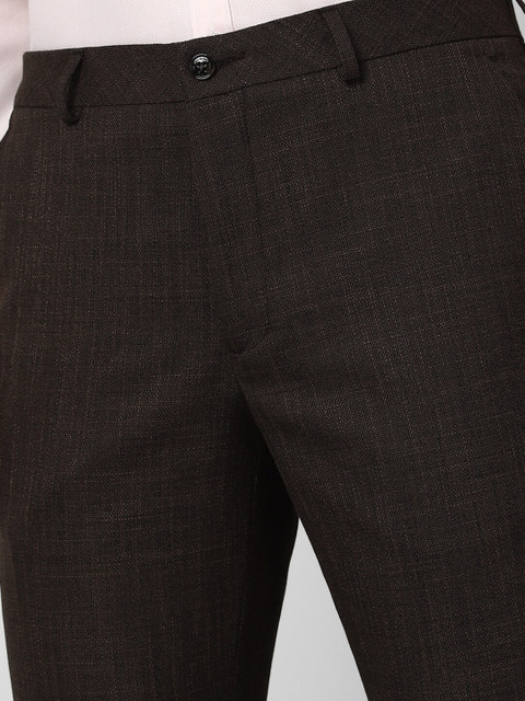 V Dot Men Brown Self-Designed Slim-Fit Single-Breasted Formal Suit - Image 3