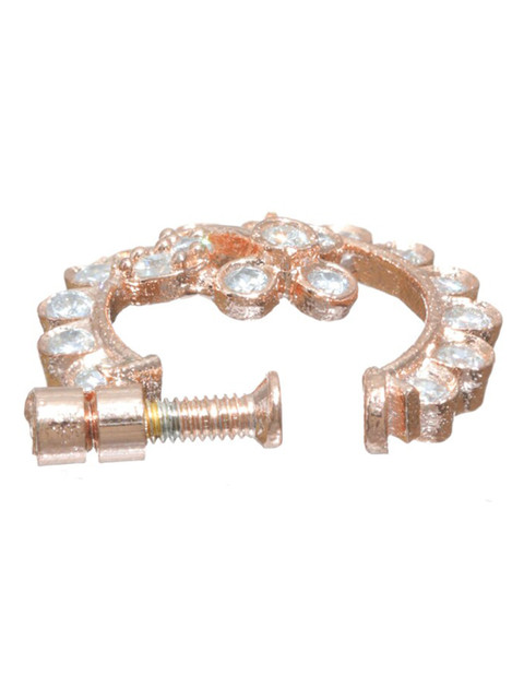Priyaasi Floral Rose Gold-Plated White CZ Studded Nose Ring - Image 3