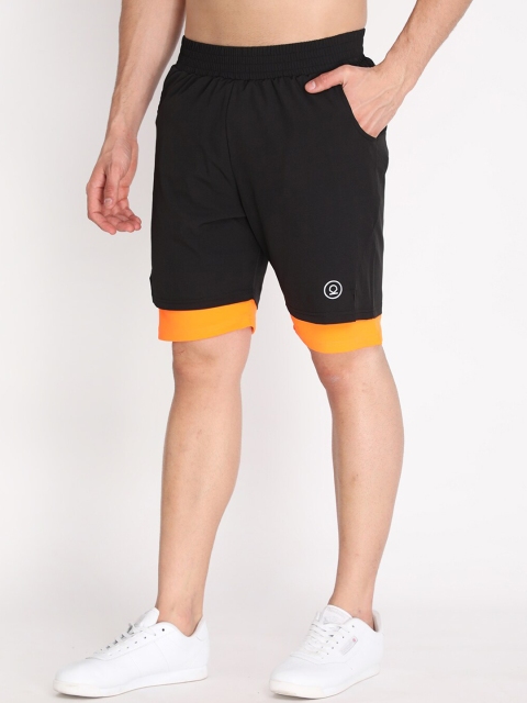CHKOKKO Men Black Solid Mid Rise Double Layered Regular Fit Running Sports Shorts - Image 3