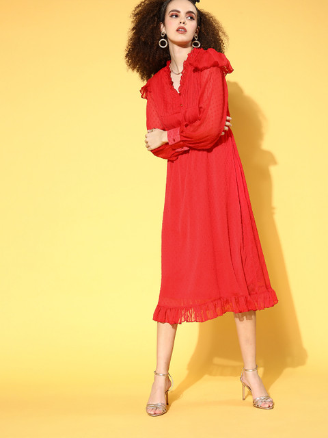 plusS Women Attractive Red Solid Vacay Attire