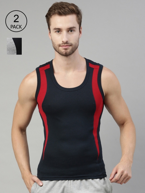 DIXCY SCOTT Men Pack Of 2 Cotton Gym Vests