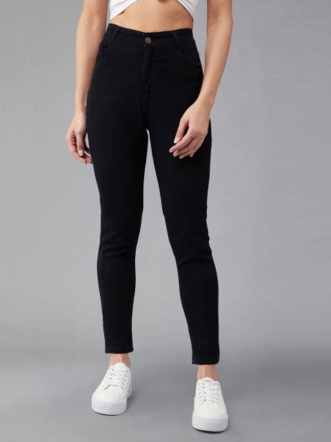 DOLCE CRUDO Women Black Skinny Fit High-Rise Stretchable Jeans