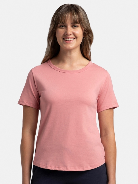 Jockey Super Combed Cotton Rich Relaxed Fit Curved Hem Styled Half Sleeve Tshirt -AW88
