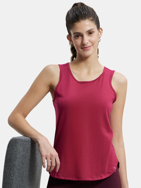 Jockey Super Combed Cotton Rich Solid Curved Hem Styled Tank Top -AW77