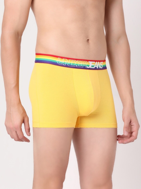 UnderJeans by Spykar Men Yellow Solid Cotton Blend Trunk UJNPTS014YELLOWMULTI - Image 2