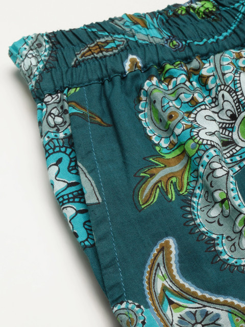 SANSKRUTIHOMES Women Green Pure Cotton Printed Shorts Set - Image 7