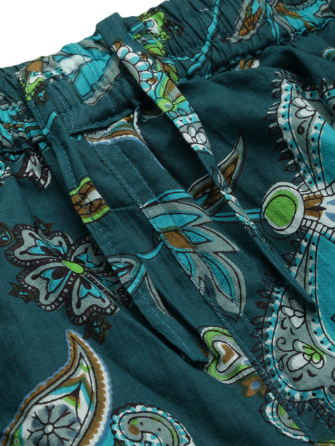 SANSKRUTIHOMES Women Green Pure Cotton Printed Shorts Set - Image 3