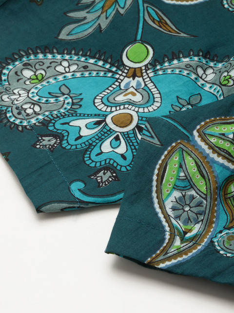 SANSKRUTIHOMES Women Green Pure Cotton Printed Shorts Set - Image 8