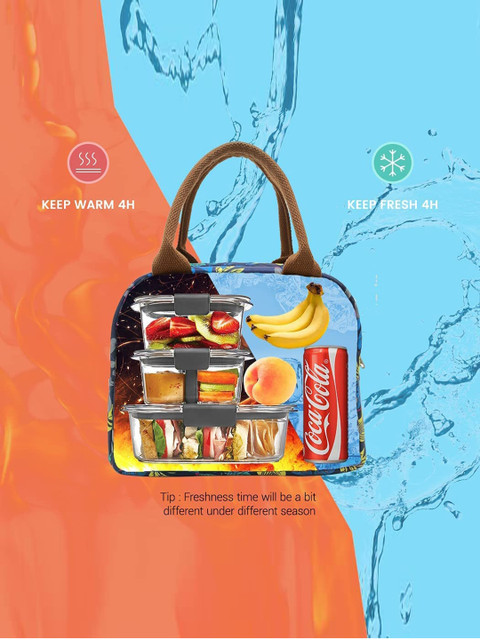 HOUSE OF QUIRK White Printed Insulated Reusable Lunch Bag