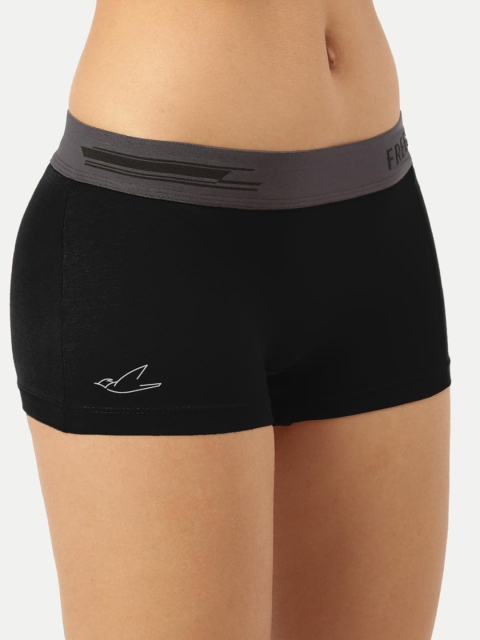 FREECULTR Women Black & Red Pack Of 2 Solid Boy Shorts - Image 2