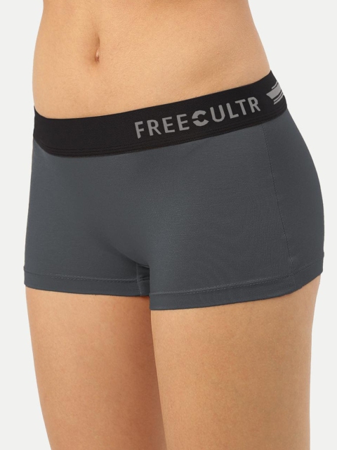 FREECULTR Women Grey Antibacterial Micro Modal Boy Shorts - Image 4
