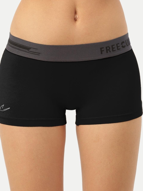 FREECULTR Women Black Solid Micro Modal Boy Shorts Briefs - Image 2