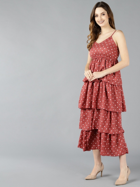 ZNX Clothing Women Pink Crepe Midi Dress - Image 3