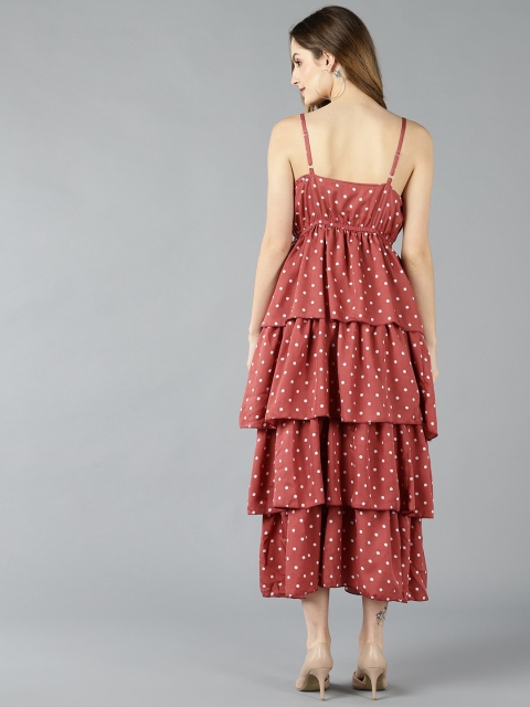 ZNX Clothing Women Pink Crepe Midi Dress - Image 4