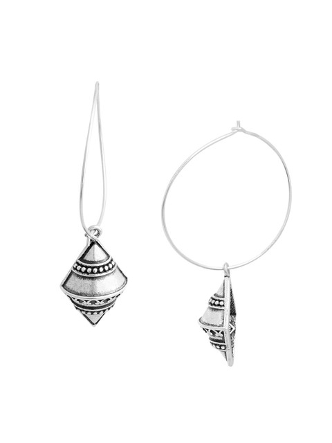 Voylla Silver-Plated Geometric Drop Earrings - Image 3