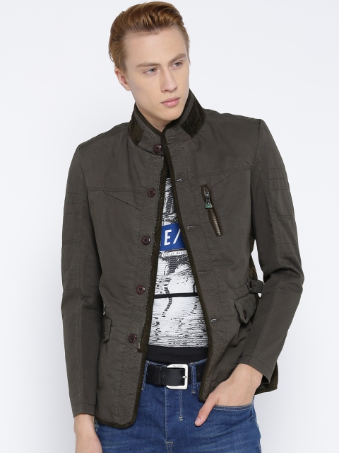 Men Brown Solid Tailored Jacket Image