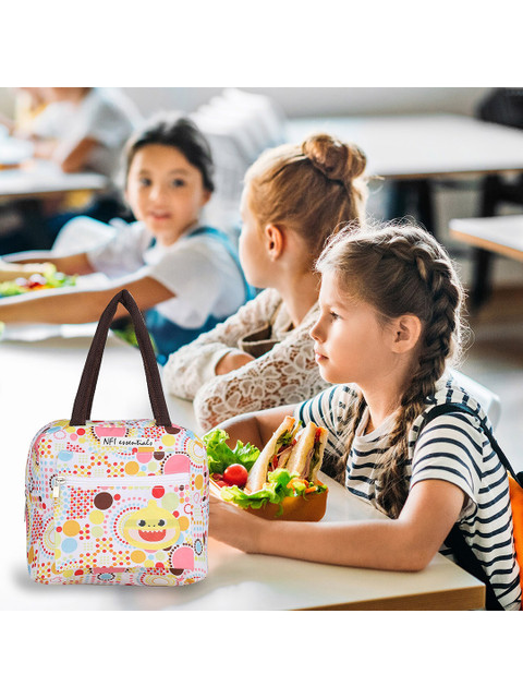 NFI essentials Women White & Pink Printed Thermal Portable Lunch Bag - Image 5