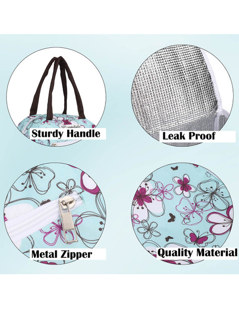 NFI essentials Women Blue & White Printed Lunch Bag - Image 6