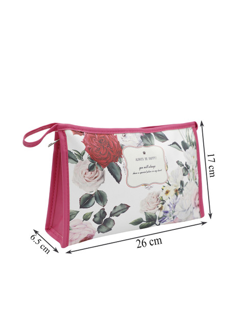 NFI essentials Women White & Pink Floral Printed Makeup Pouch - Image 6