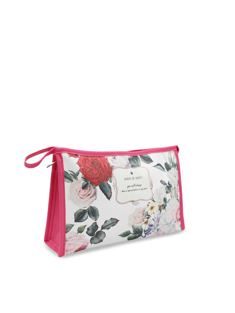 NFI essentials Women White & Pink Floral Printed Makeup Pouch - Image 3