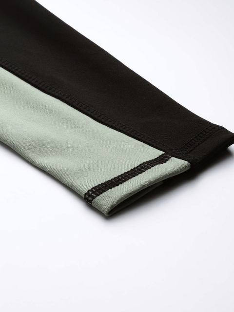 Blinkin Women Black & Olive Green Rapid Dry Tights With Breathable Mesh & Side Panels - Image 7