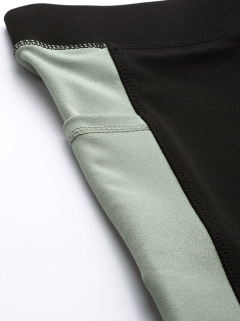 Blinkin Women Black & Olive Green Rapid Dry Tights With Breathable Mesh & Side Panels - Image 6