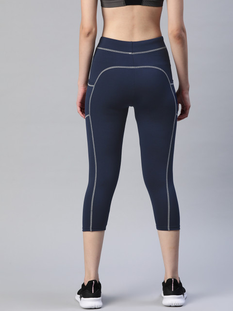 Blinkin Women Navy Blue Solid Three Fourth Tights - Image 3
