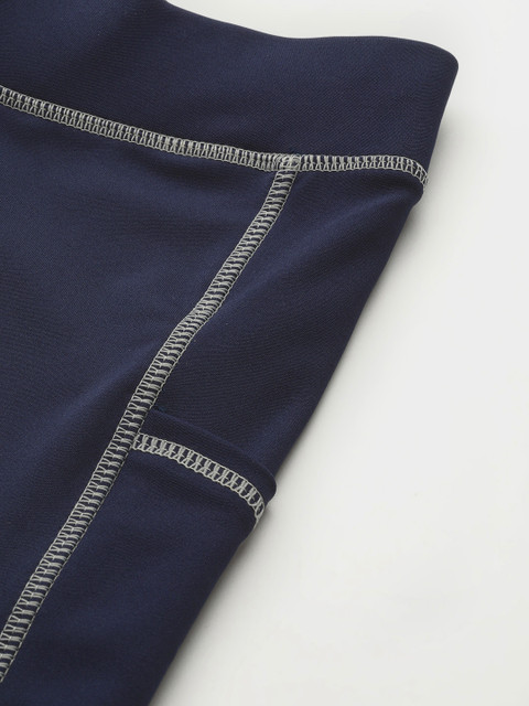 Blinkin Women Navy Blue Solid Three Fourth Tights - Image 6