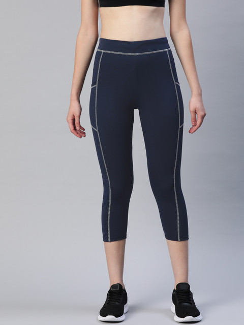 Blinkin Women Navy Blue Solid Three Fourth Tights - Image 2