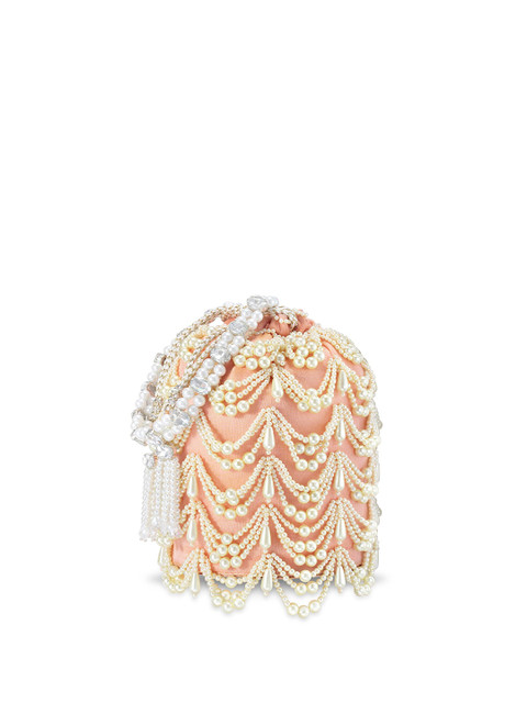 Peora Peach-Coloured & White Embellished Potli Clutch - Image 5
