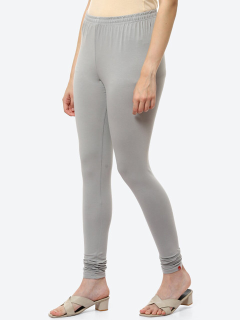 Biba Women Grey Solid Churidar Length Leggings - Image 3