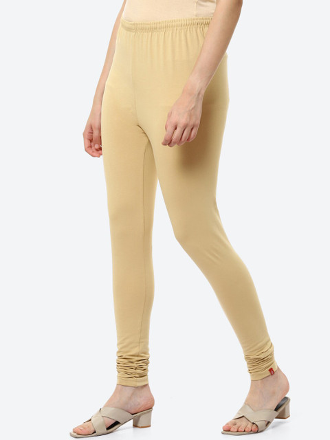 Biba Women Beige Solid Churidar Length Leggings - Image 3