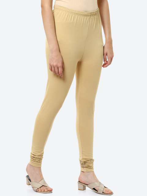 Biba Women Beige Solid Churidar Length Leggings - Image 2