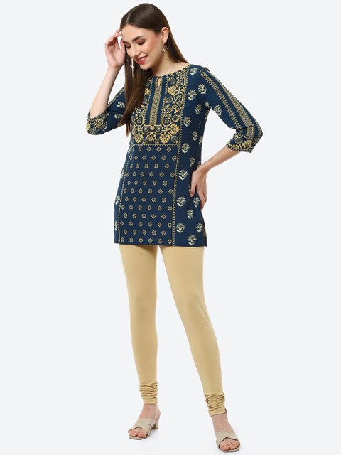 Biba Women Beige Solid Churidar Length Leggings - Image 5