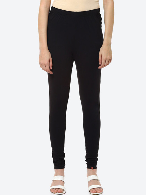 Biba Women Black Solid Churidar Length Leggings