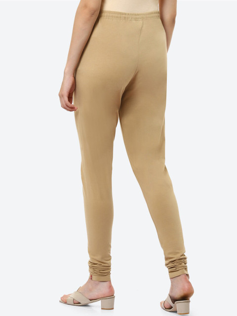 Biba Women Camel Brown Solid Knitted Leggings - Image 4