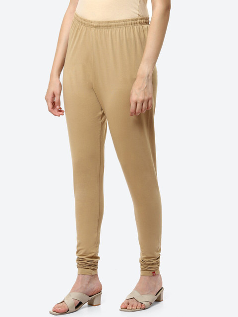 Biba Women Camel Brown Solid Knitted Leggings - Image 3