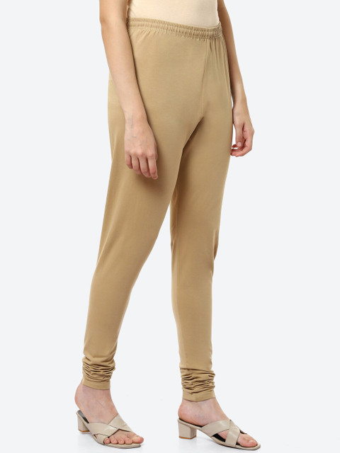 Biba Women Camel Brown Solid Knitted Leggings - Image 2