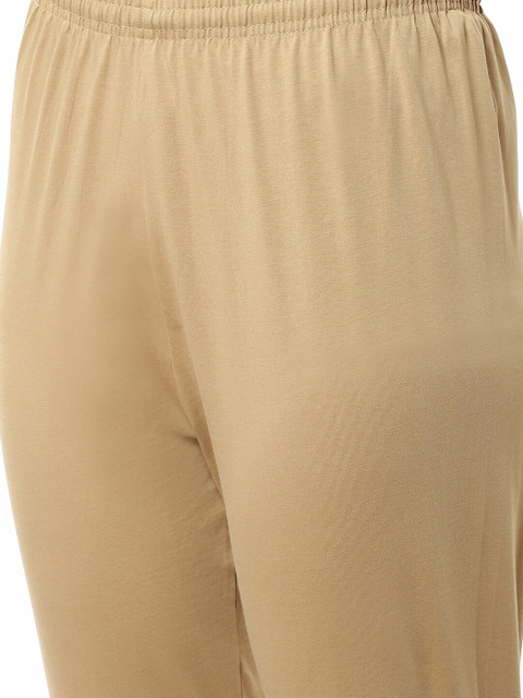 Biba Women Camel Brown Solid Knitted Leggings - Image 6