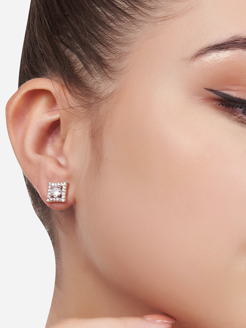 AMI Rose Gold Contemporary Studs Earrings - Image 2